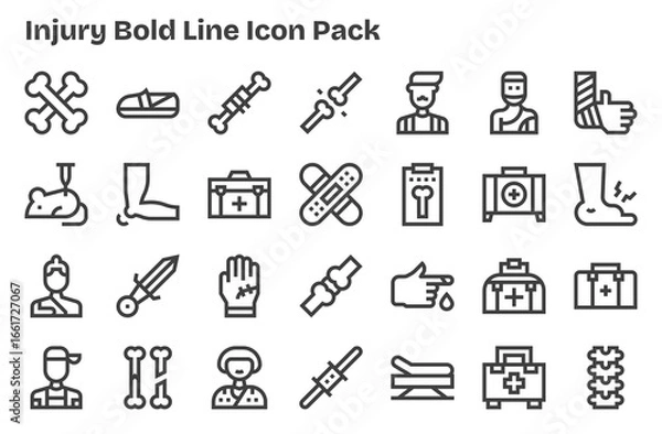 Obraz Injury - 28 Icons in Extra Bold Line Design