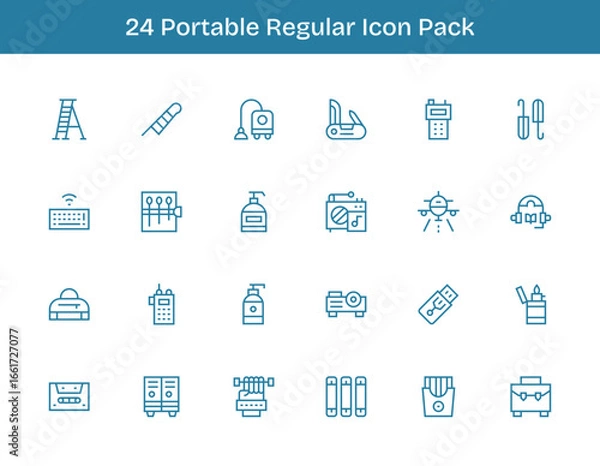 Fototapeta 24 Icons for Portable in Regular Outline Format