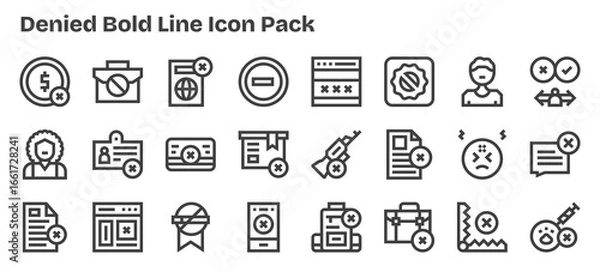 Fototapeta Bold Outline Icons - Denied Set with 24 Vectors