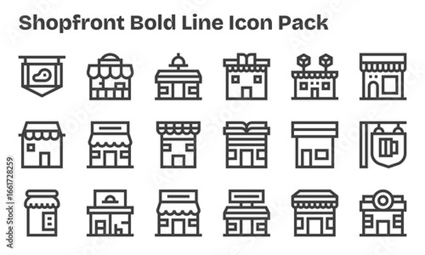 Fototapeta Shopfront - 18 Bold Line Vector Illustrations