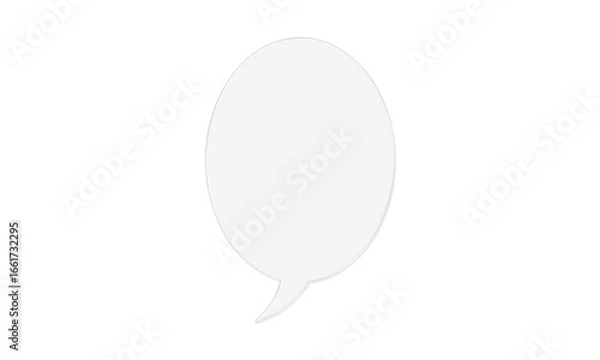 Fototapeta 3D clear glass speech bubble or glossy chat icon. Transparent message symbol or blank showcase plate for quotes and dialogue, isolated on a transparent background.
