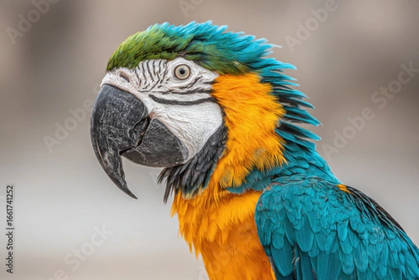 Fototapeta create minimalistic portraits of top  exotic birds against clean blurred background