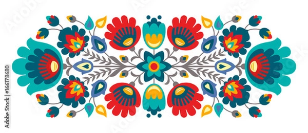 Fototapeta Polish folk flowers papercut decor