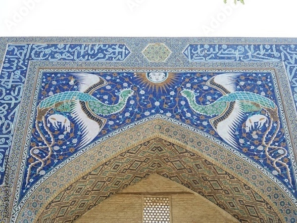 Obraz ナディール・ディヴァンベキ・メドレセに描かれた鳳凰（ウズベキスタン：ブハラ）