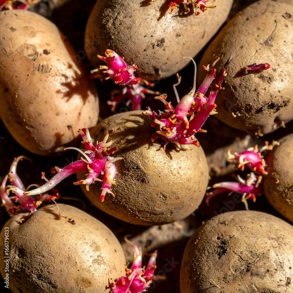 Obraz Sprouting potatoes, close-up view