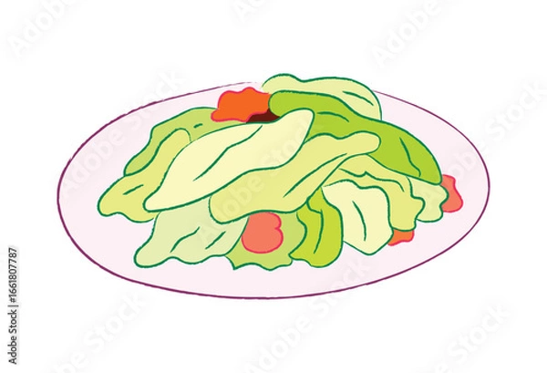 Obraz cooked stir-fried cabbage with carrots, side dish