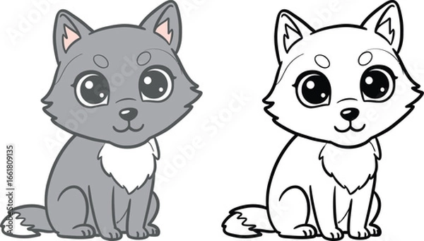 Obraz Cute Cartoon Wolf Illustration
