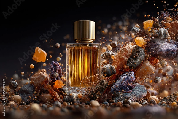 Obraz A bottle of perfume with  frankincense  Scent , arabian perfume, 