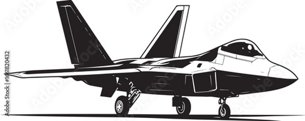 Obraz F-22 Raptor Jet Fighter Silhouette on White Background