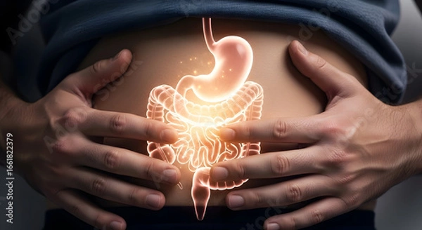 Fototapeta Human Digestive Anatomy Visualization: Understanding the Complex System of the Stomach and Intestines for Health and Wellness Awareness