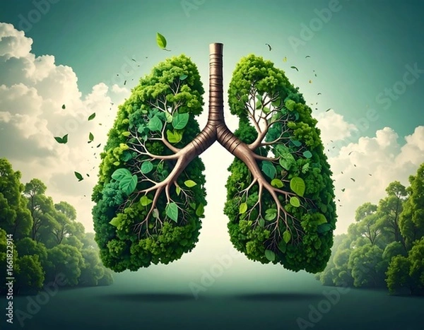 Obraz Lungs formed from trees, surrounded by nature