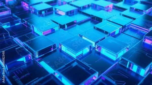 Obraz abstract blue background with cubes