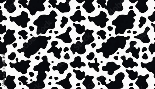 Obraz Classic black and white cow print seamless pattern, repeating texture ideal for textile and design,  repeating pattern,  repeat