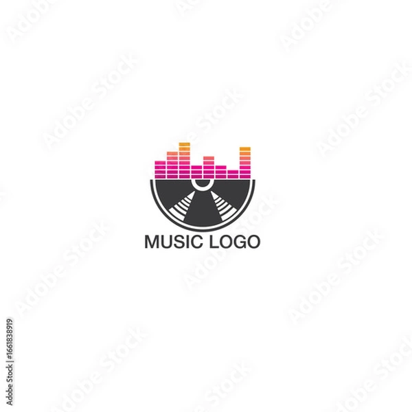 Fototapeta Headphone wave music logo