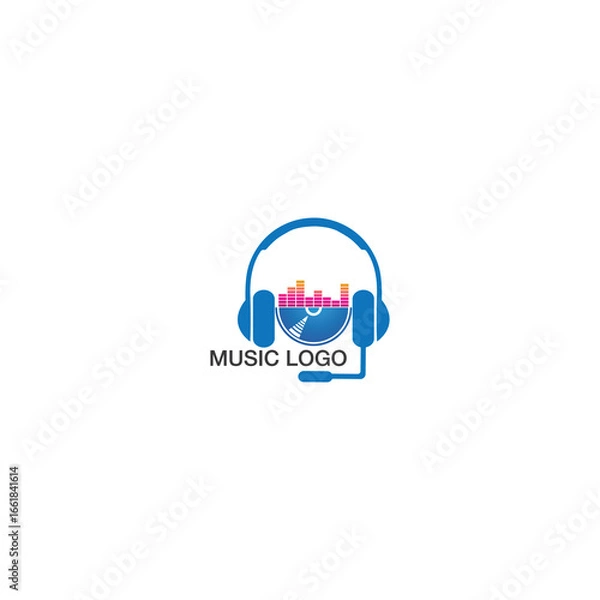 Obraz Headphone wave music logo