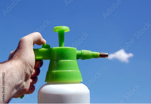 Obraz Cleaning sky. Sprayer and cloud. Fun.