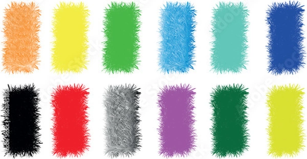 Obraz Abstract Colorful Fur Texture Background Set, vector illustration.