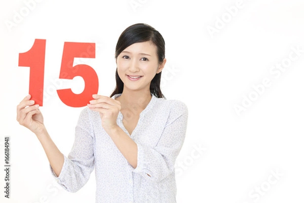 Obraz 数字を持つ女性