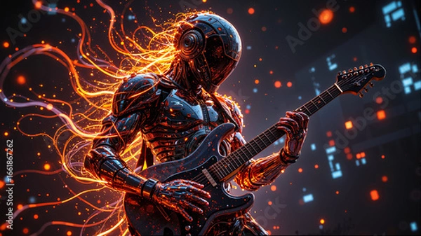 Obraz rock star with electric guitar