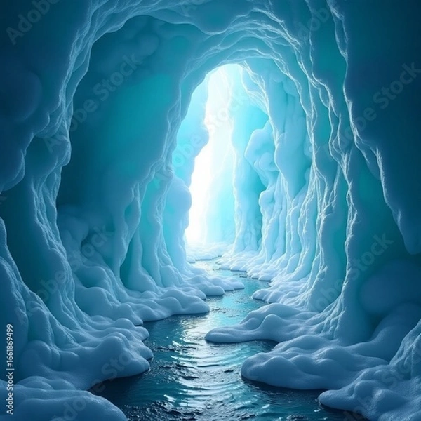 Obraz Translucent frozen cavern with internal light refraction