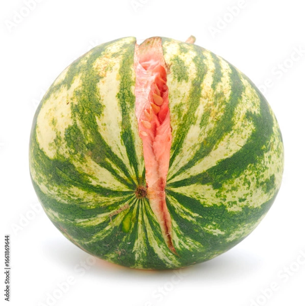 Fototapeta  A cracked watermelon isolated on white background.