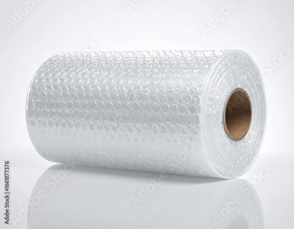 Fototapeta Bubble Wrap Roll for Packaging Protection on White Background