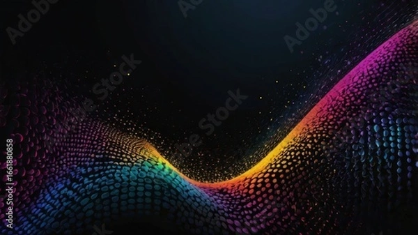 Fototapeta Undulating Digital Waveform with a Vibrant, Textured Rainbow Gradient