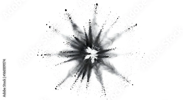 Obraz Black powder explosion isolated on transparent background