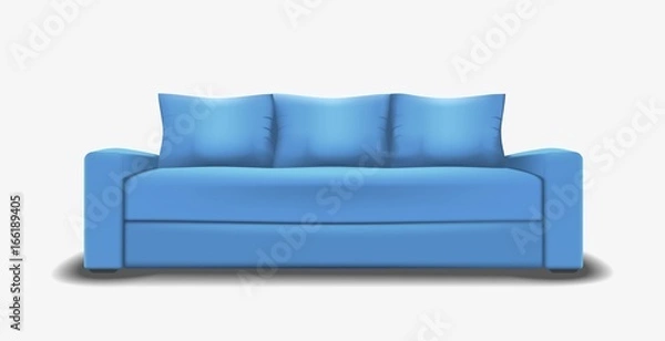 Fototapeta Blue sofa single object realistic design
