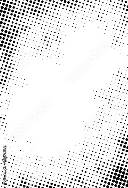 Fototapeta Seamless halftone black dot pattern on white background, perfect for vintage design, retro effects, comic art, or print textures.