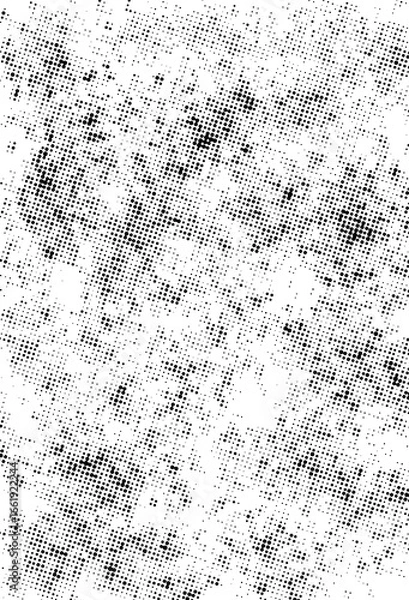 Fototapeta Seamless halftone black dot pattern on white background, perfect for vintage design, retro effects, comic art, or print textures.