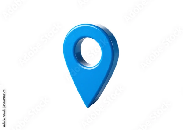 Fototapeta Bright Blue Map Pointer Icon with Shadow on Black Background for GPS Navigation and Location Services Digital Illustration