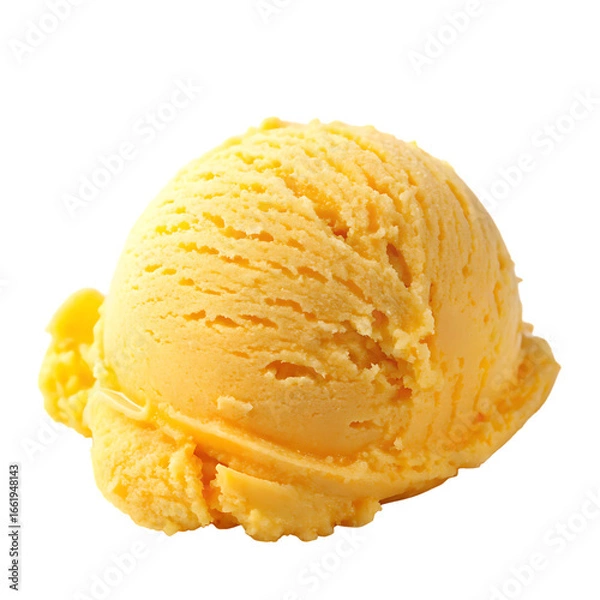 Fototapeta A single scoop of mango ice cream dessert isolated on a transparent background png