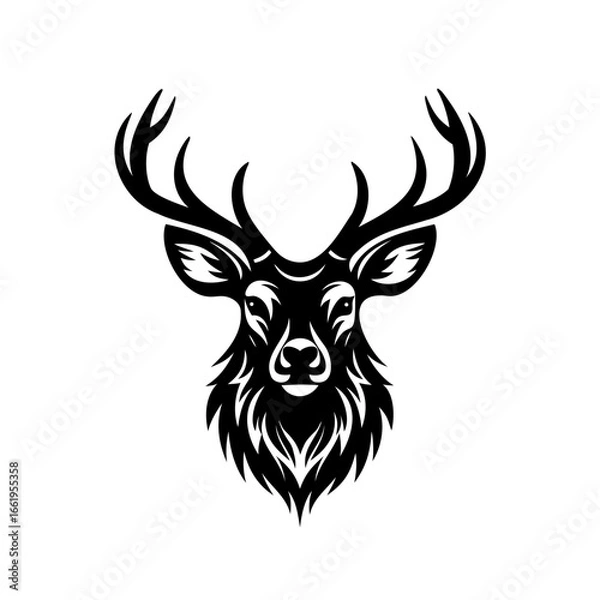 Fototapeta Majestic Stag Head Silhouette with Intricate Details and Geometric Flair