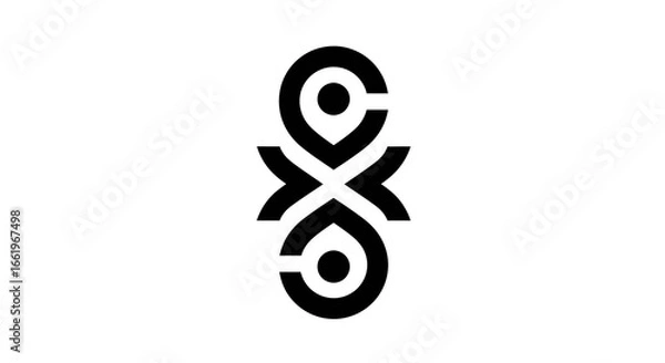 Fototapeta Abstract geometric symmetrical logo design with bold circular elements