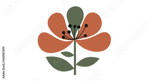 Fototapeta Minimalist floral design with geometric shapes and earthy tones