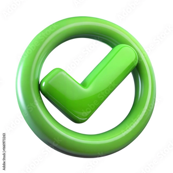 Obraz Green check mark inside a circle isolated on transparent background