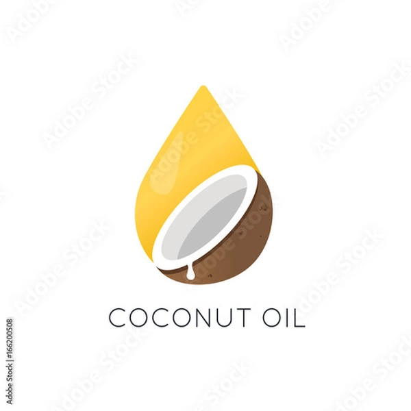 Obraz Coconut oil vector logo. Packaging design element and icon