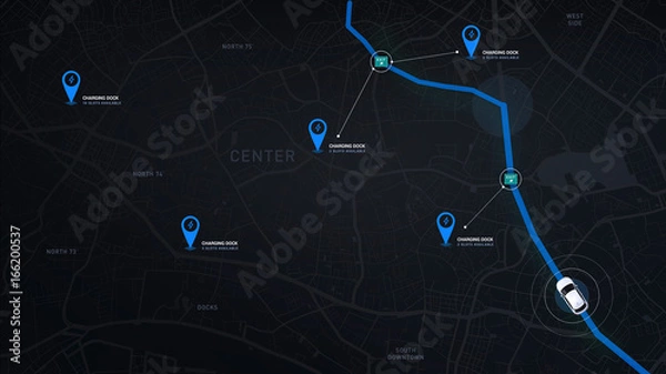 Obraz City map navigation concept with POI - detailed  3d illustration