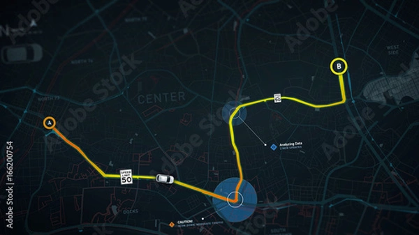 Fototapeta City map navigation concept with POI - detailed  3d illustration