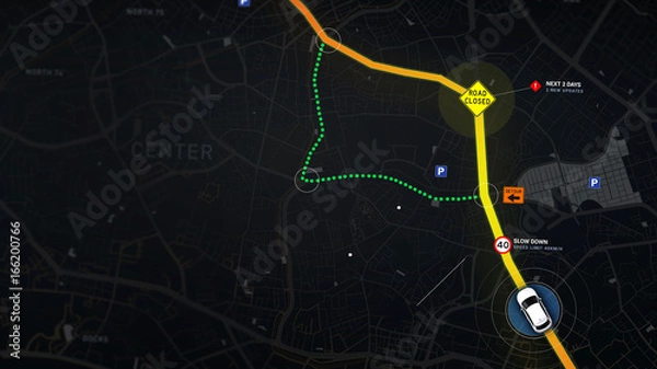 Fototapeta City map navigation concept with POI - detailed  3d illustration