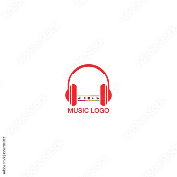 Fototapeta headphone wave music logo