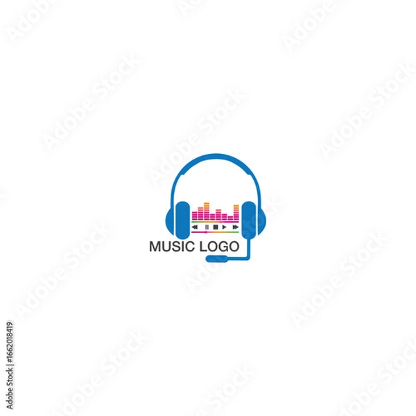 Fototapeta headphone wave music logo