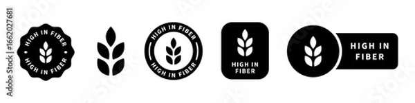 Obraz High in fiber. Vector stamps for product feature information.