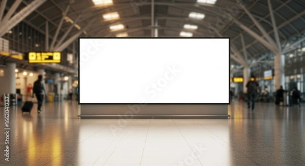 Fototapeta Blank Billboard Mockup in Modern Airport Terminal
