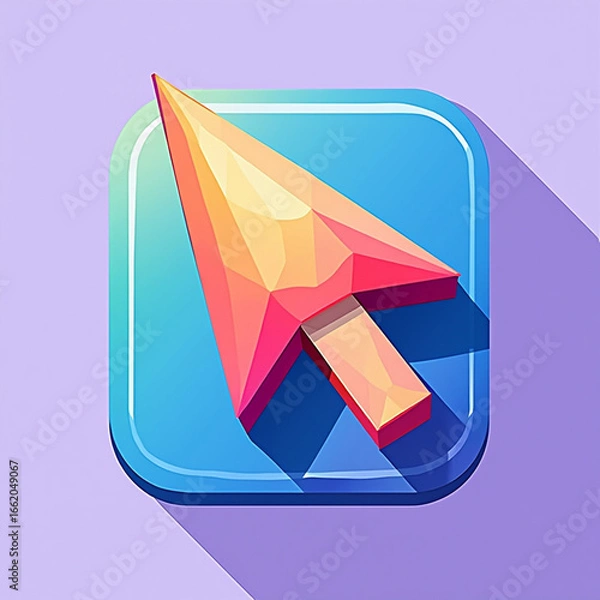 Fototapeta polygonal arrow, stylized pointer, tech icon, navigation icon,