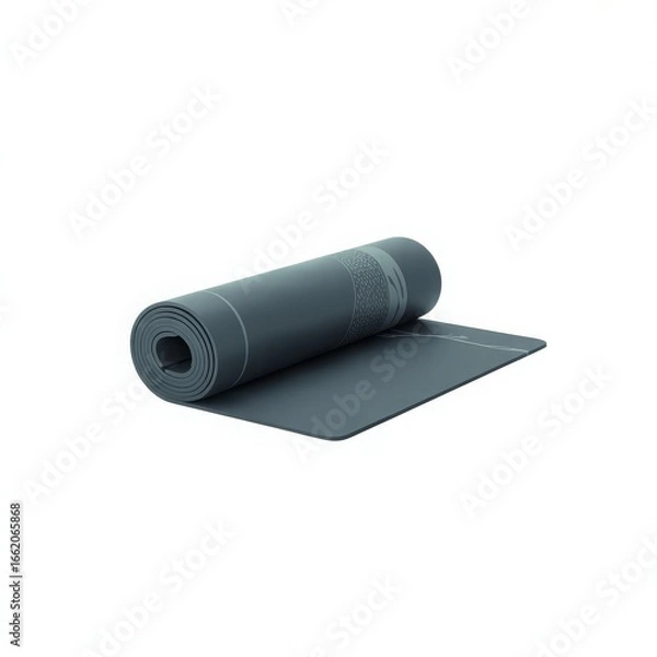 Fototapeta Dark grey rolled yoga mat with textured band exercise