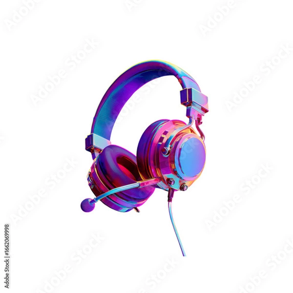 Obraz Vibrant Iridescent Gaming Headset with Microphone - 3D Render