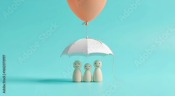 Fototapeta A Family Under Protection from Above A Conceptual Image Representing Security, Love, and the Shielding Power of Care and Support