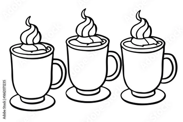 Fototapeta Cup of Hot Cocoa line art vector